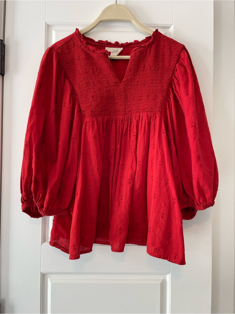 Universal Thread Red Smocked Peasant Blouse